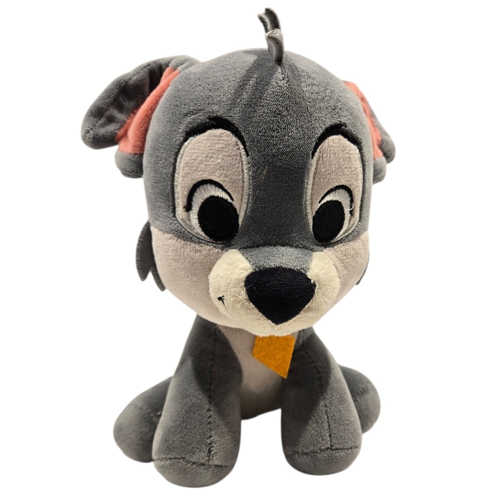 DISNEY Lady and‎ the Tramp - Tramp Puppy Plush Stuffed Animal Gray 9 Inch